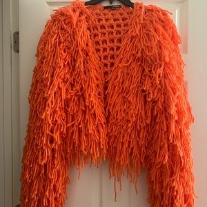 Trendy orange crop jacket